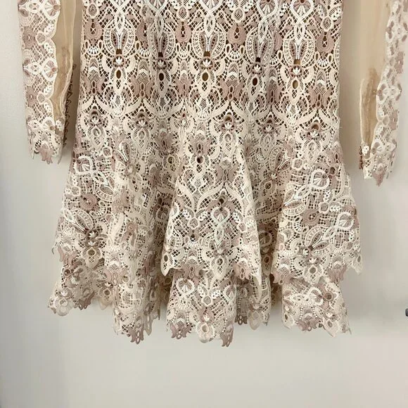 jonathan simkhai guipure lace mini dress SIMKHAI Women's Joy Lace Mock Neck Mini Dress - White